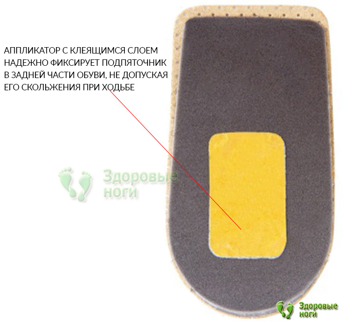 Подпяточник корректирующий с покрытием из натуральной кожи, 20 мм надежно фиксируется в обуви