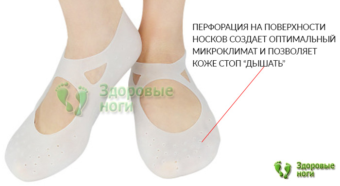 Защитные силиконовые носочки приводят свод стопы в анатомически правильное положение